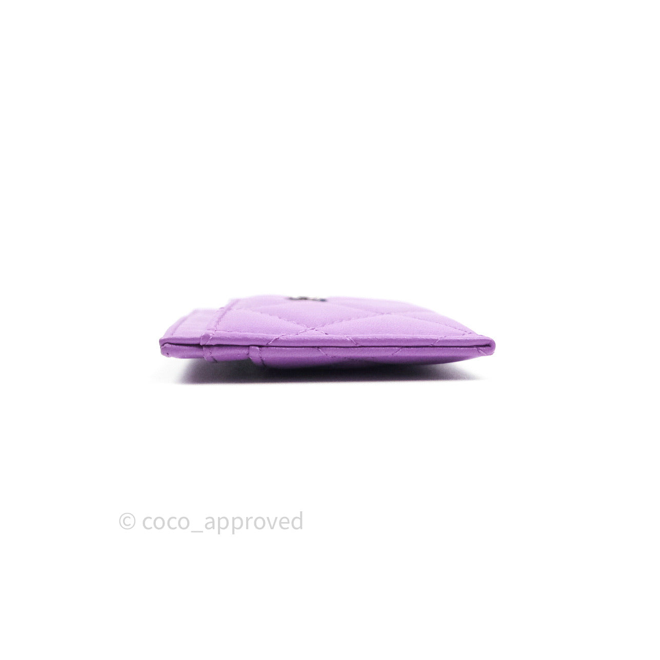 Chanel Quilted Classic Purple Lambskin Silver Hardware Flat Card Holder