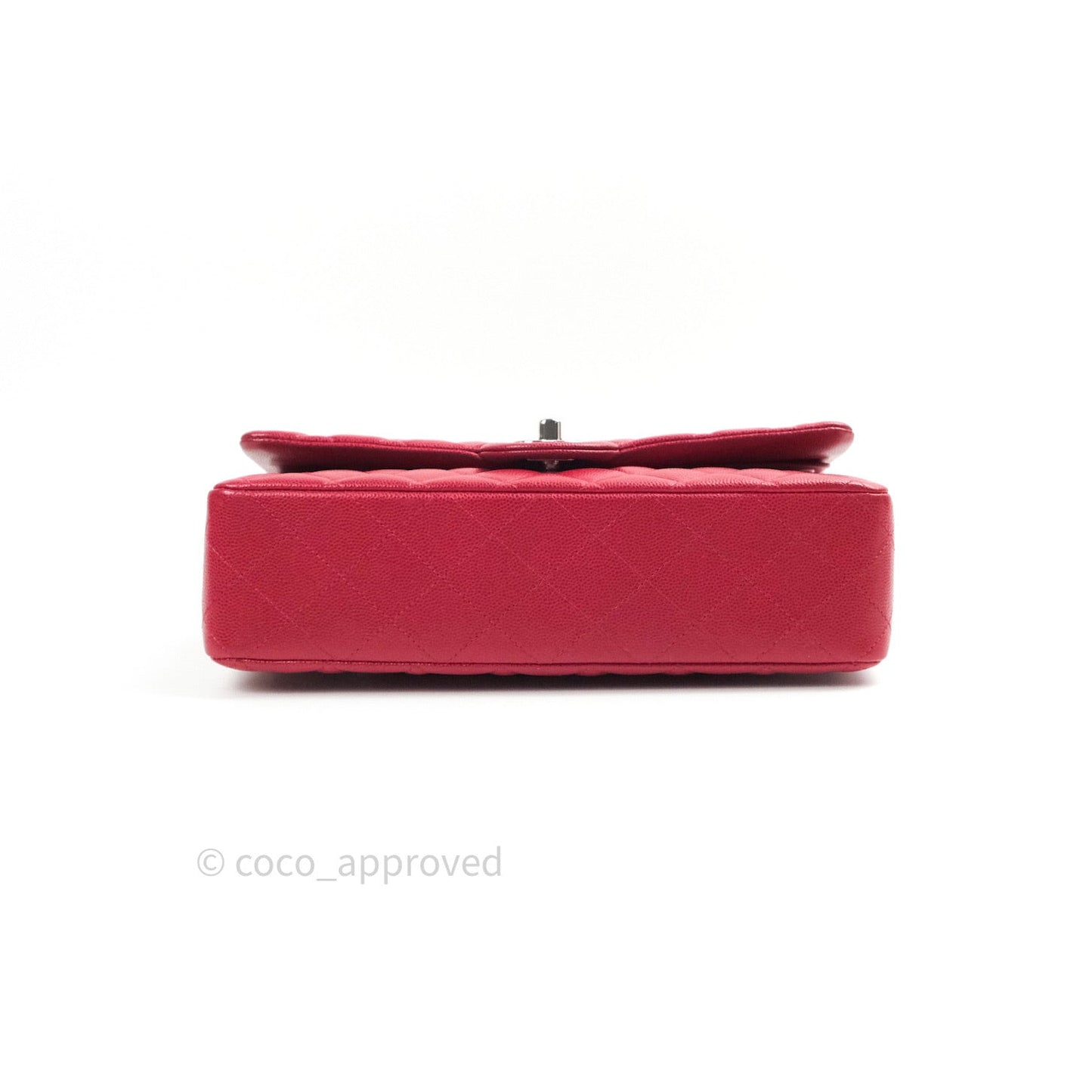 Chanel Classic M/L Medium Double Flap Bag Red Caviar Silver Hardware 18B