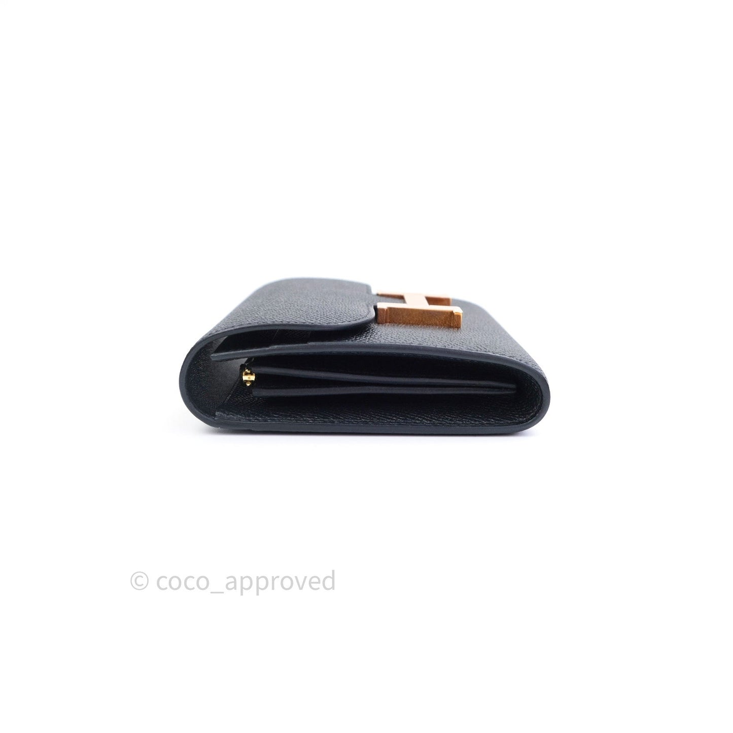 Hermès Constance Short Wallet Black Epsom Gold Hardware