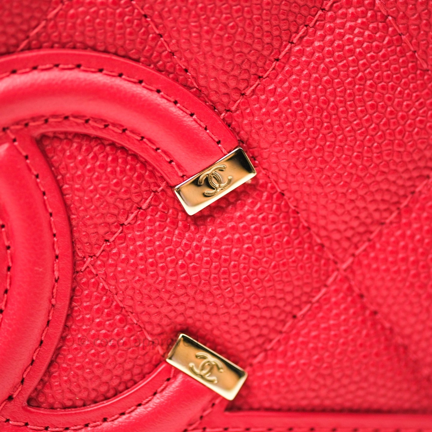 Chanel Filigree Wallet on Chain WOC Red Caviar Gold Hardware