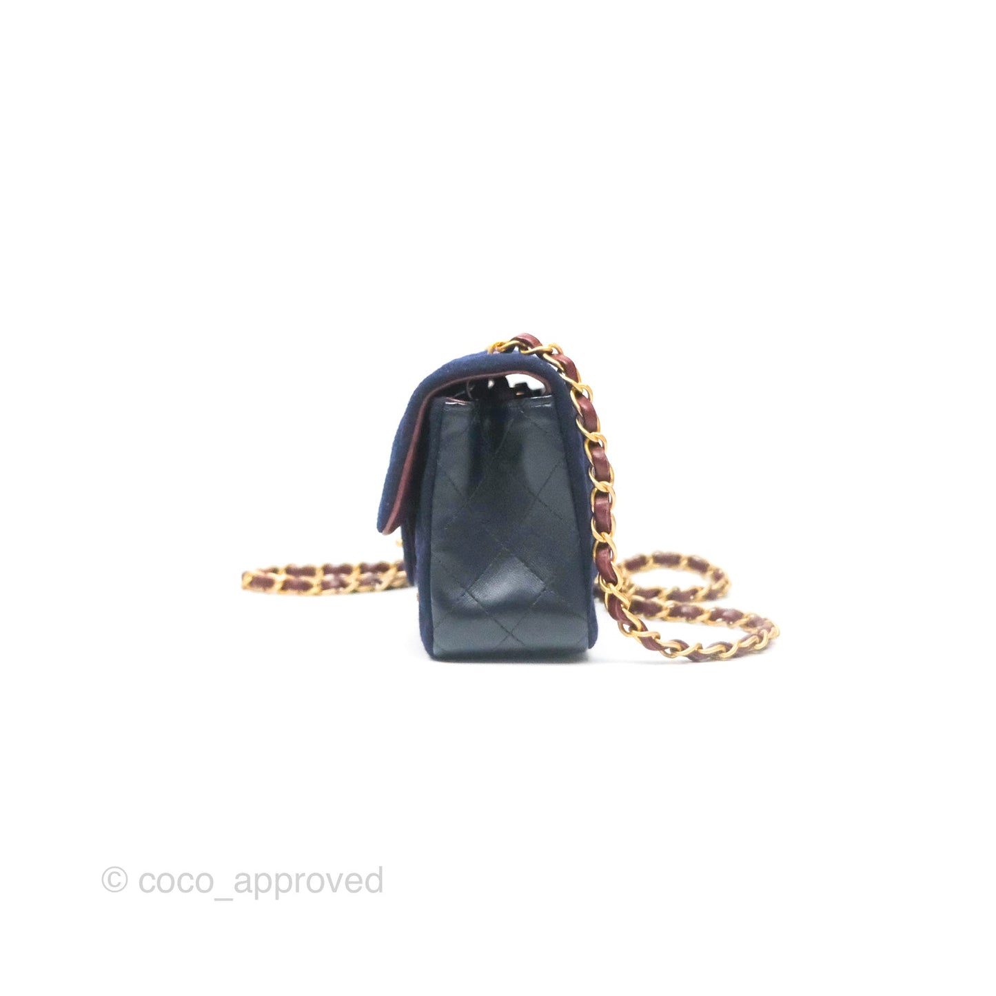 Chanel Paris Hamburg Charms Mini Rectangular Flap Navy Wool Lambskin