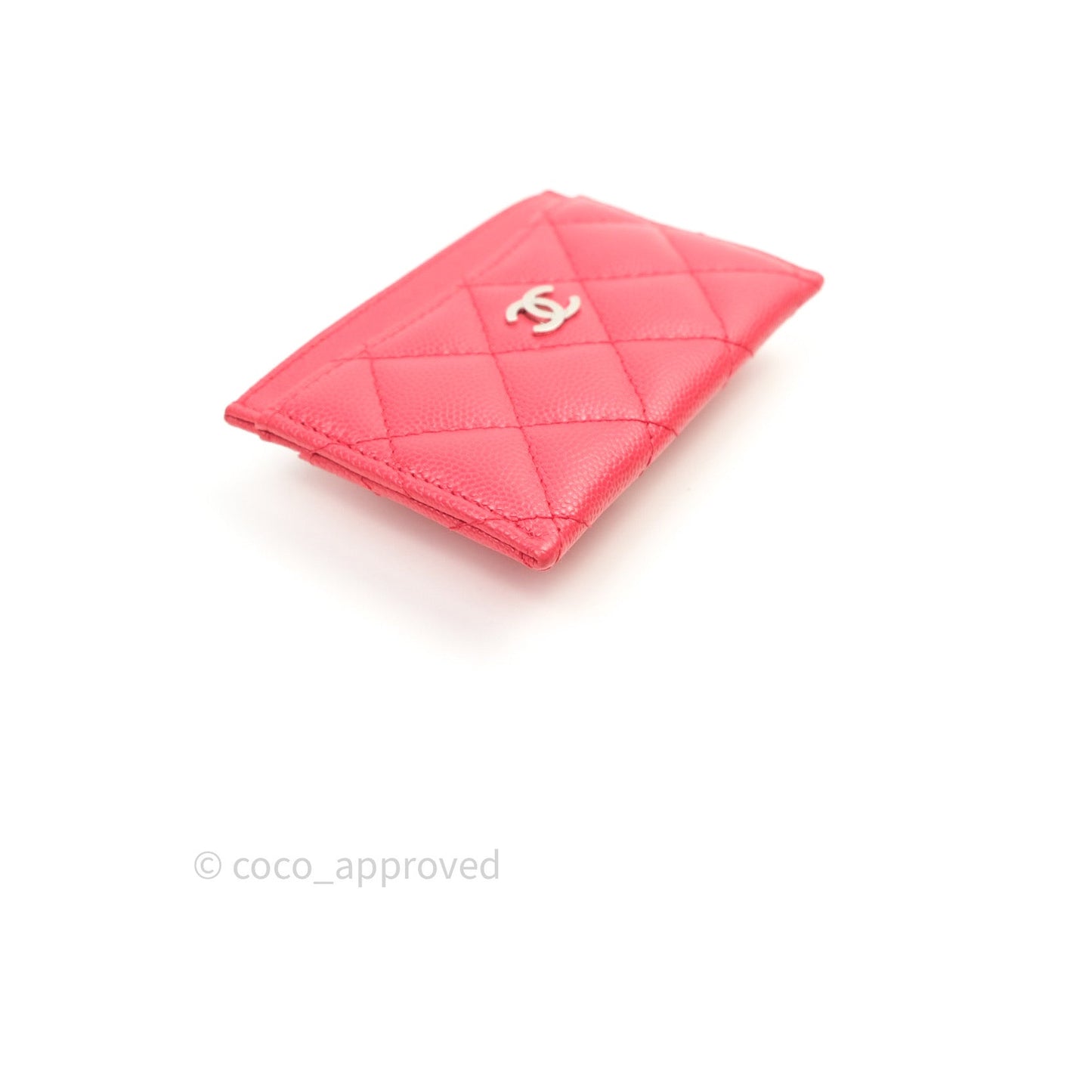 Chanel Quilted Classic Pink Caviar Silver Hardware Flat Card Holder