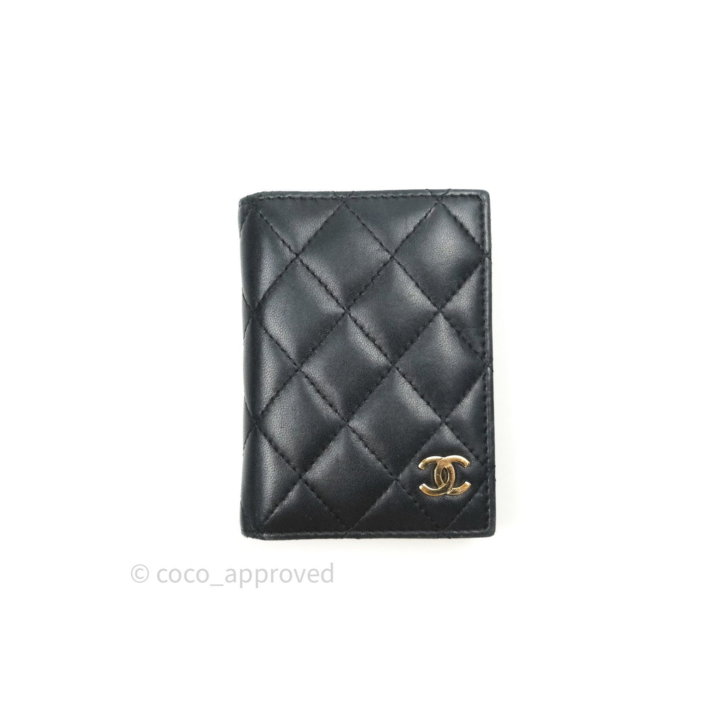 Chanel Black Card Holder Lambskin Gold Hardware