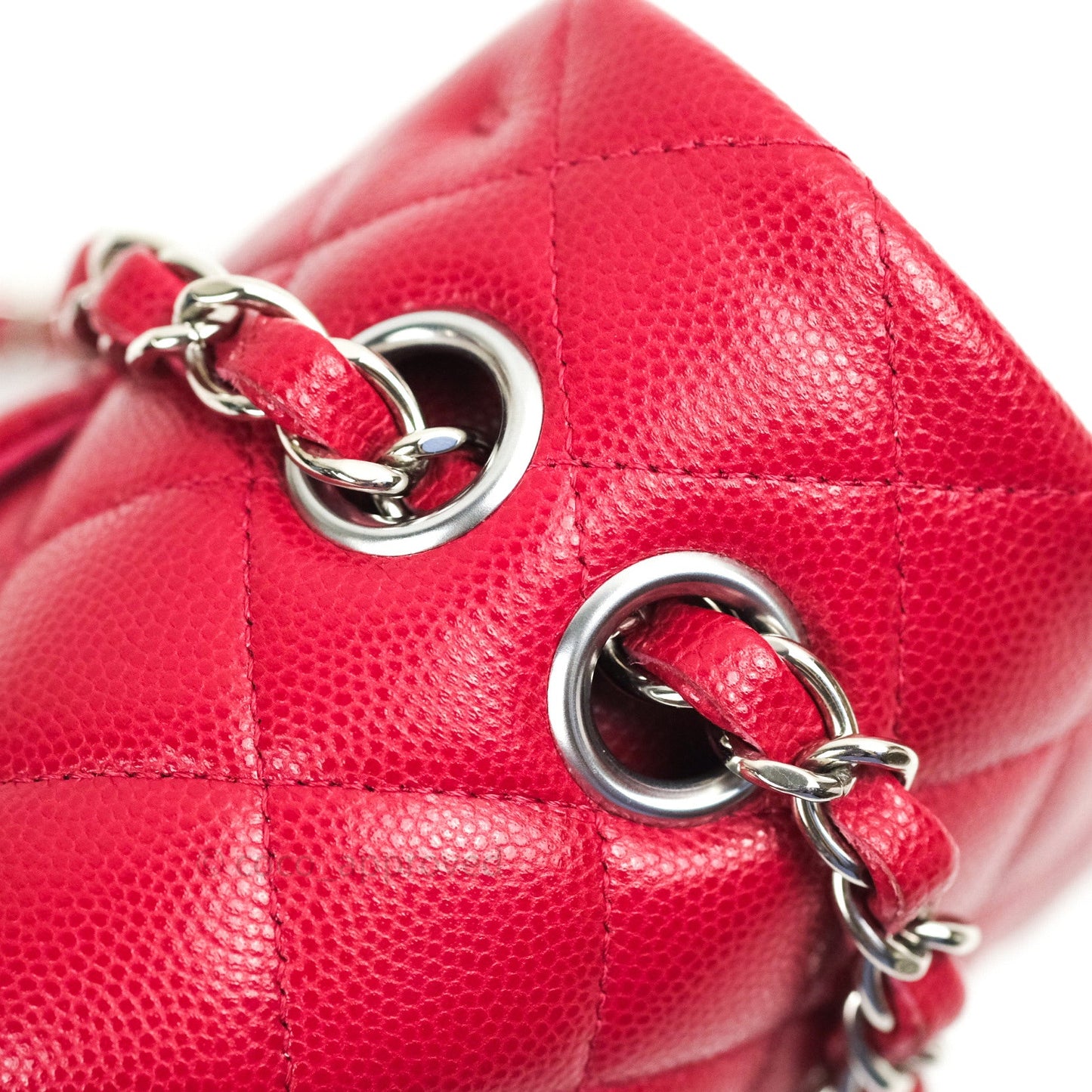 Chanel Classic M/L Medium Double Flap Bag Red Caviar Silver Hardware 18B