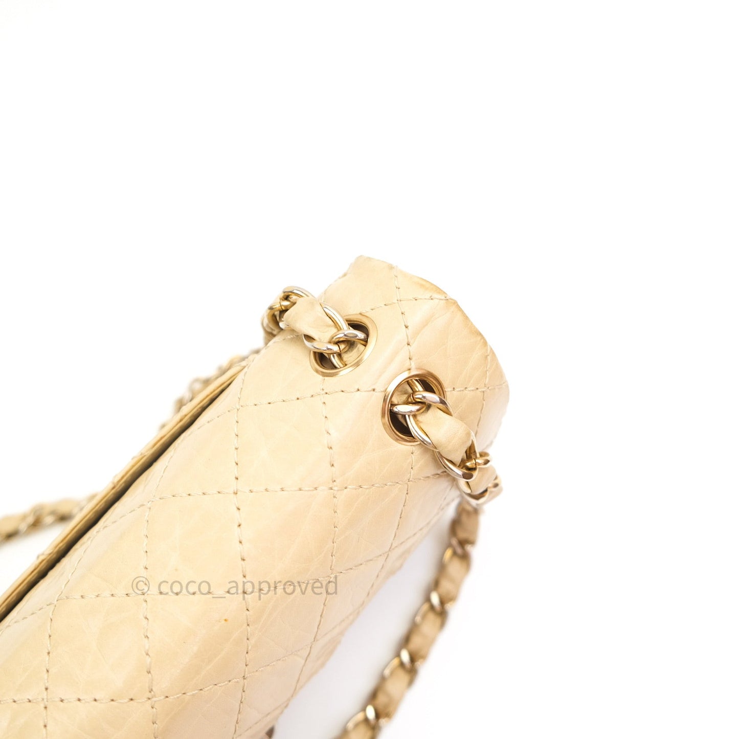 Chanel Vintage Medium Light Beige Calfskin Gold Hardware