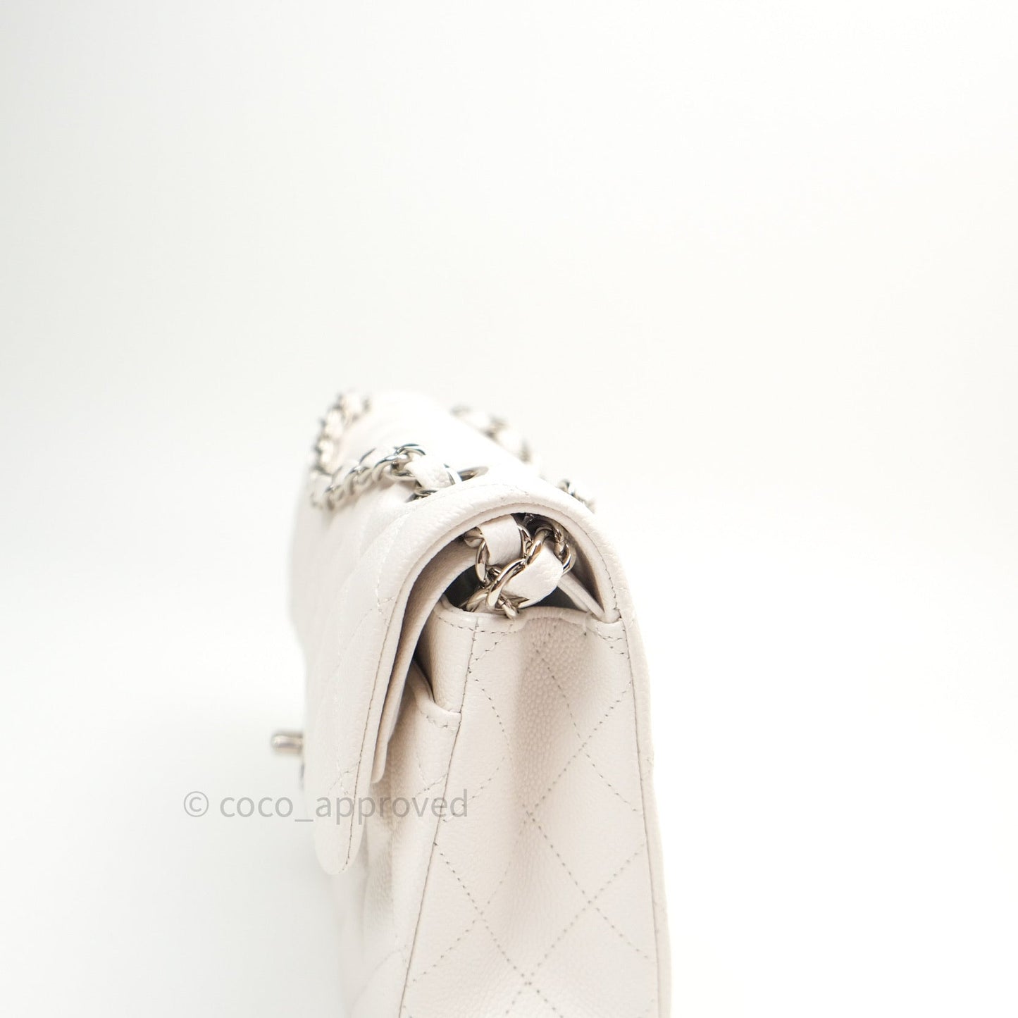 Chanel Classic Small S/M Flap Ivory White Caviar Silver Hardware