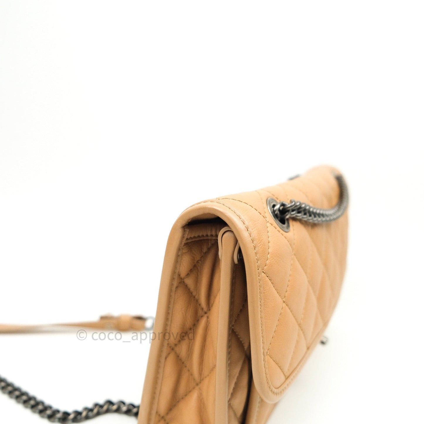 Chanel French Riviera Medium Flap Dark Beige Grained Calfskin Ruthenium Hardware
