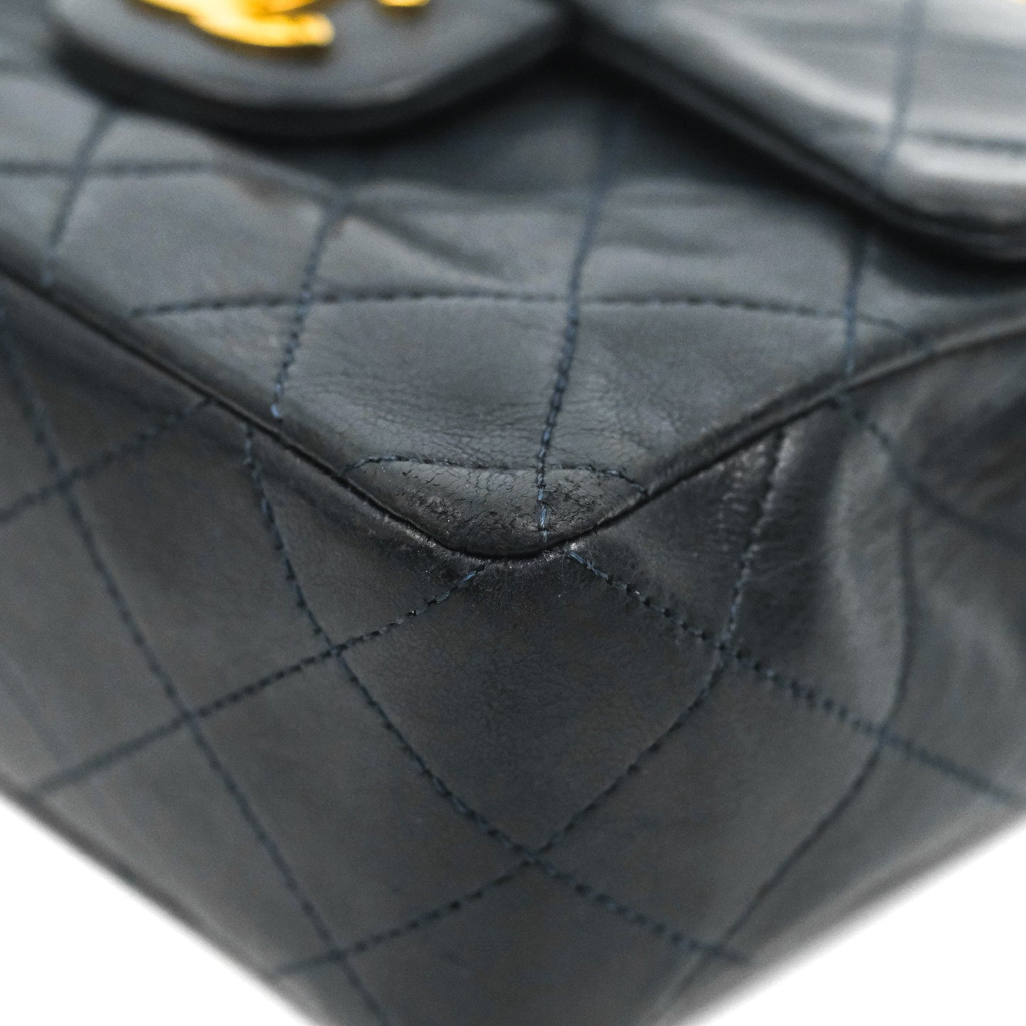 Chanel Vintage Mini Square Navy Lambskin 24K Gold Hardware
