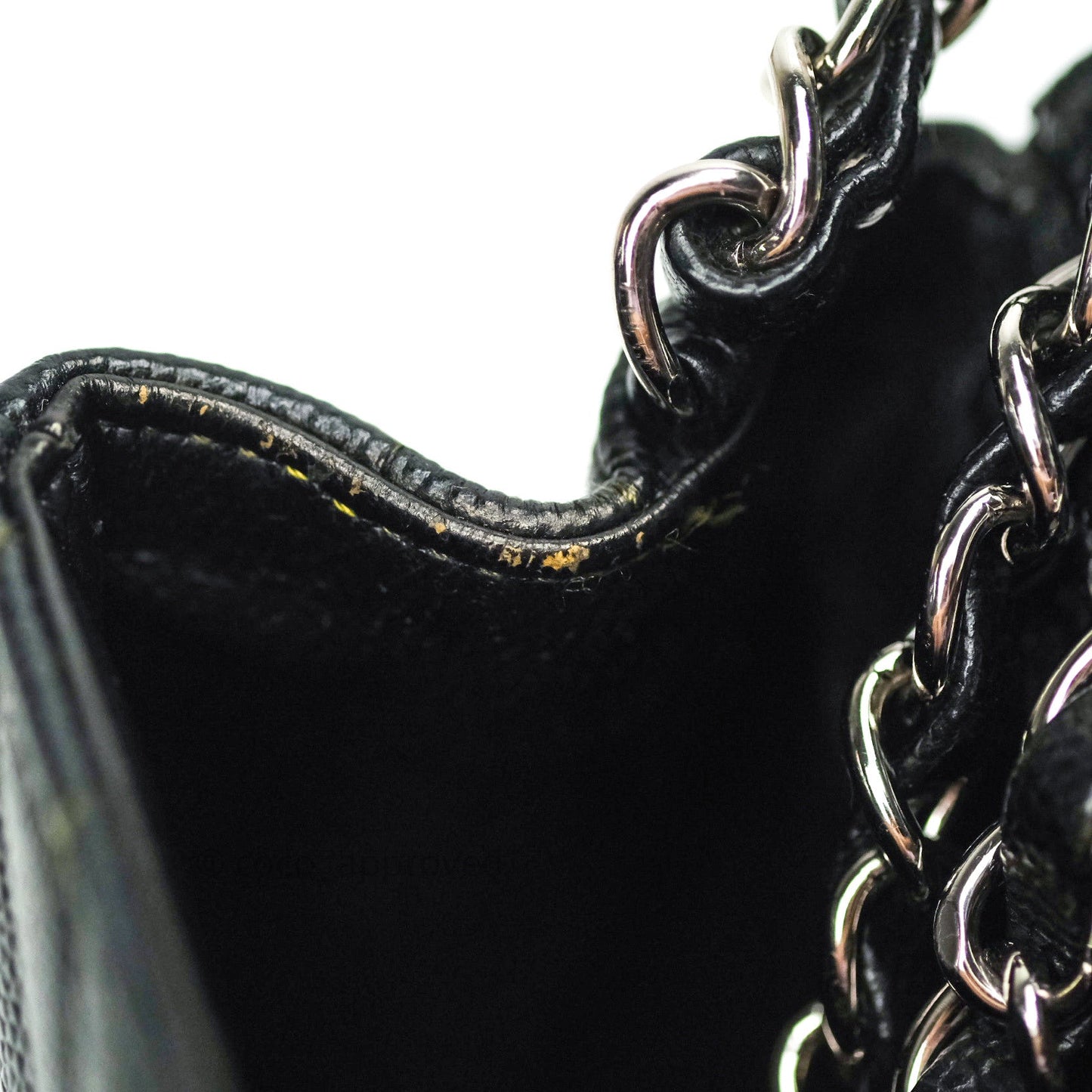 Chanel Mini Square Chevron Black Caviar Silver Hardware
