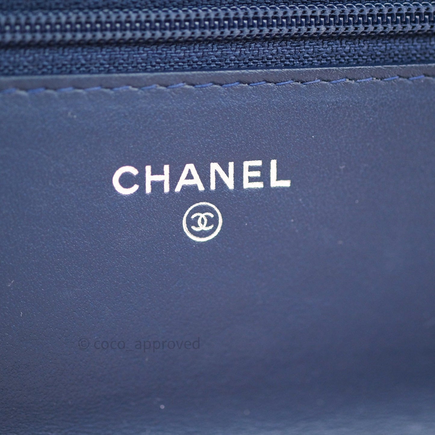 Chanel Quilted Boy Wallet on Chain WOC Blue Grained Calfskin Ruthenium Hardware