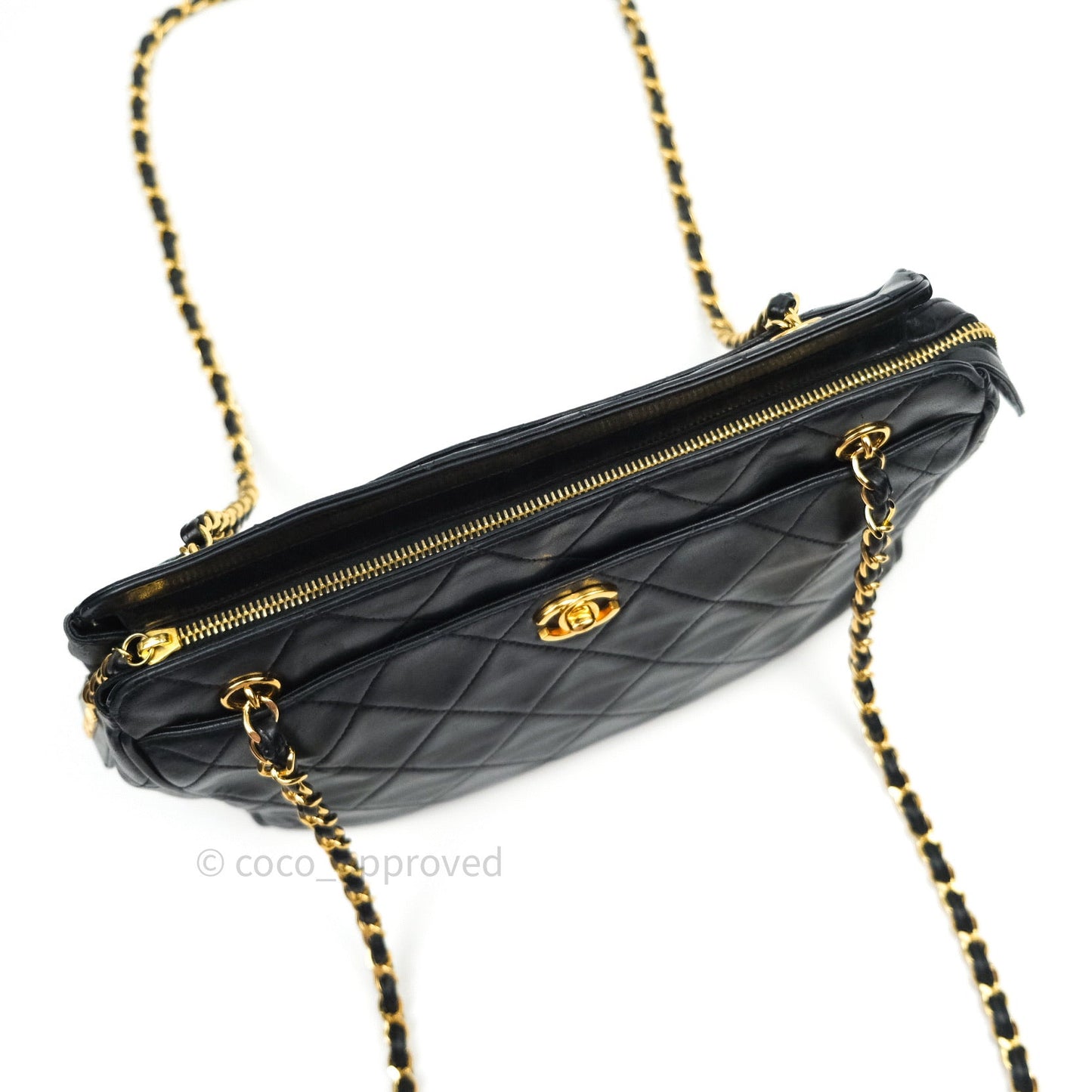 Chanel Black Quilted Lambskin Vintage Classic Camera Bag 24K Gold Hardware