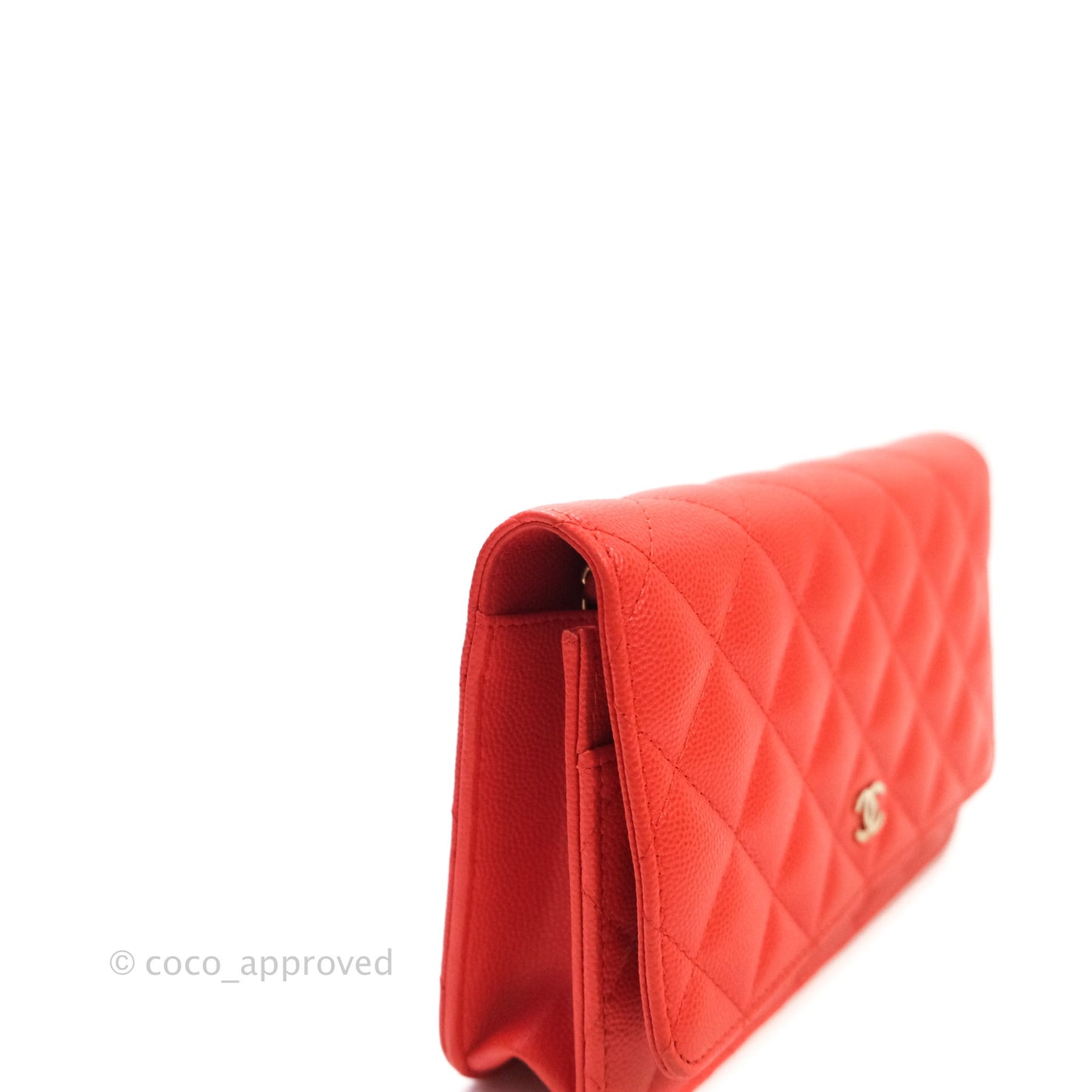 Chanel Quilted Wallet on Chain WOC Red Caviar Gold Hardware