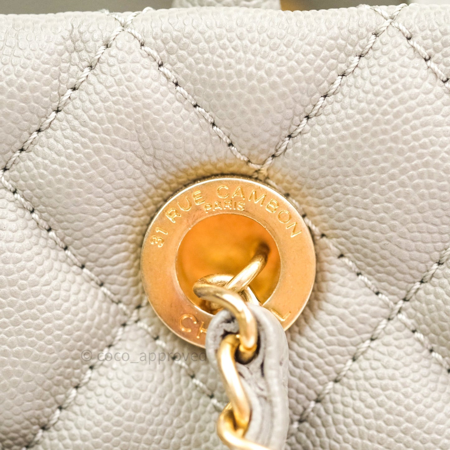 Chanel Quilted Medium Coco Handle Shopping Tote Grey Caviar Gold Hardware