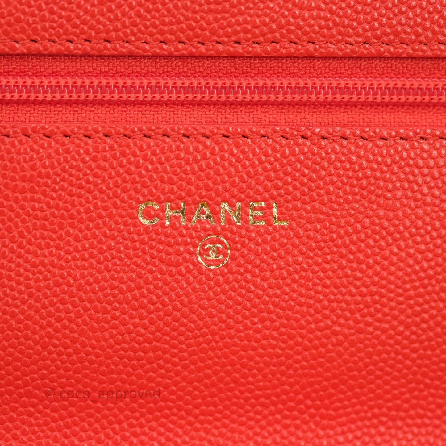 Chanel Quilted Wallet on Chain WOC Red Caviar Gold Hardware