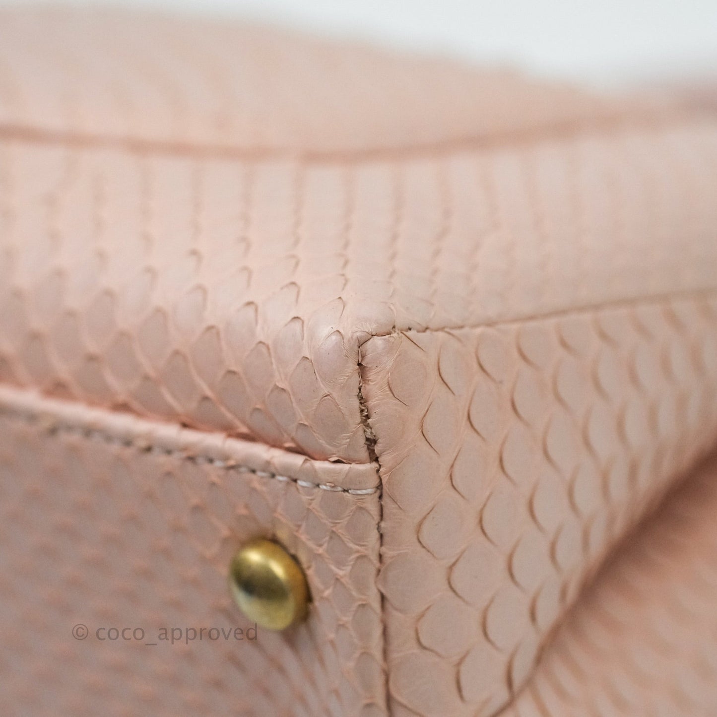 Chanel Quilted Mini Coco Handle Baby Pink Python Gold Hardware