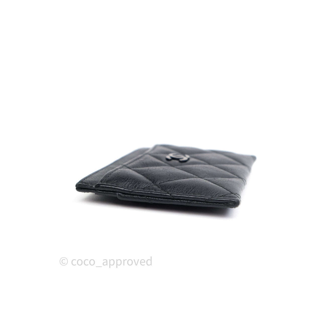 Chanel So Black Quilted Classic Calfskin Flat Card Holder