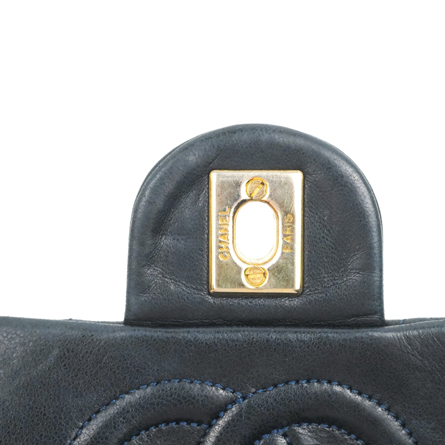 Chanel Vintage Mini Square Navy Lambskin 24K Gold Hardware