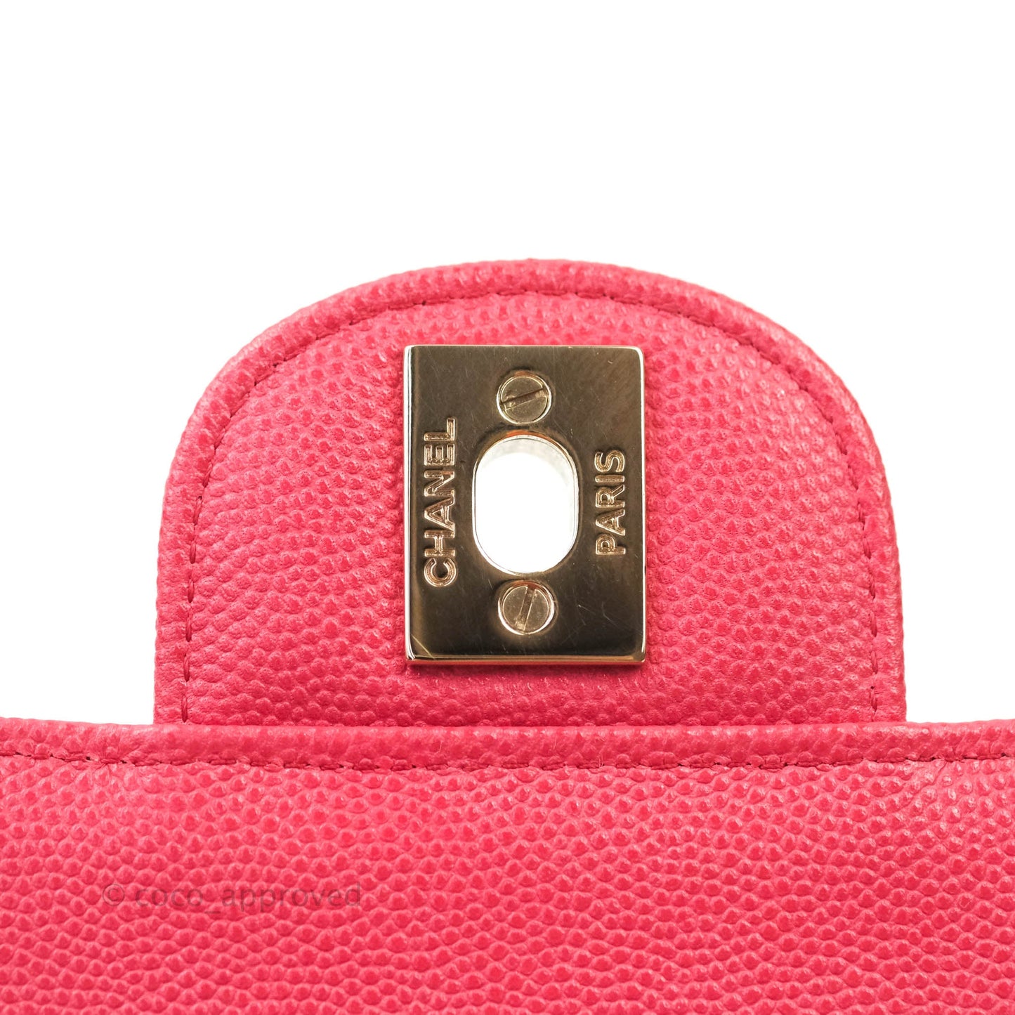 Chanel Quilted Mini Square Iridescent Pink Caviar Gold Hardware 17C