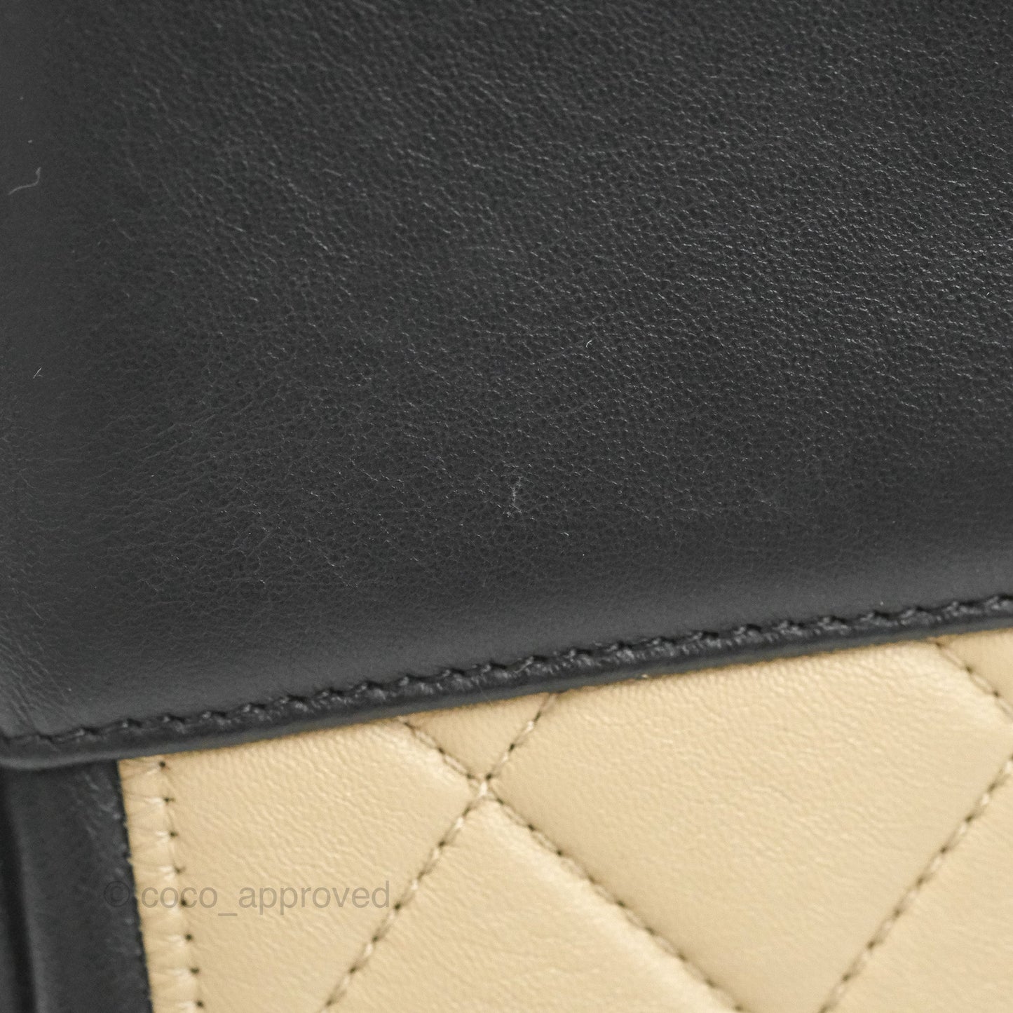 Chanel Quilted Graphic Flap Bag Black/Beige Calfskin Gold Hardware