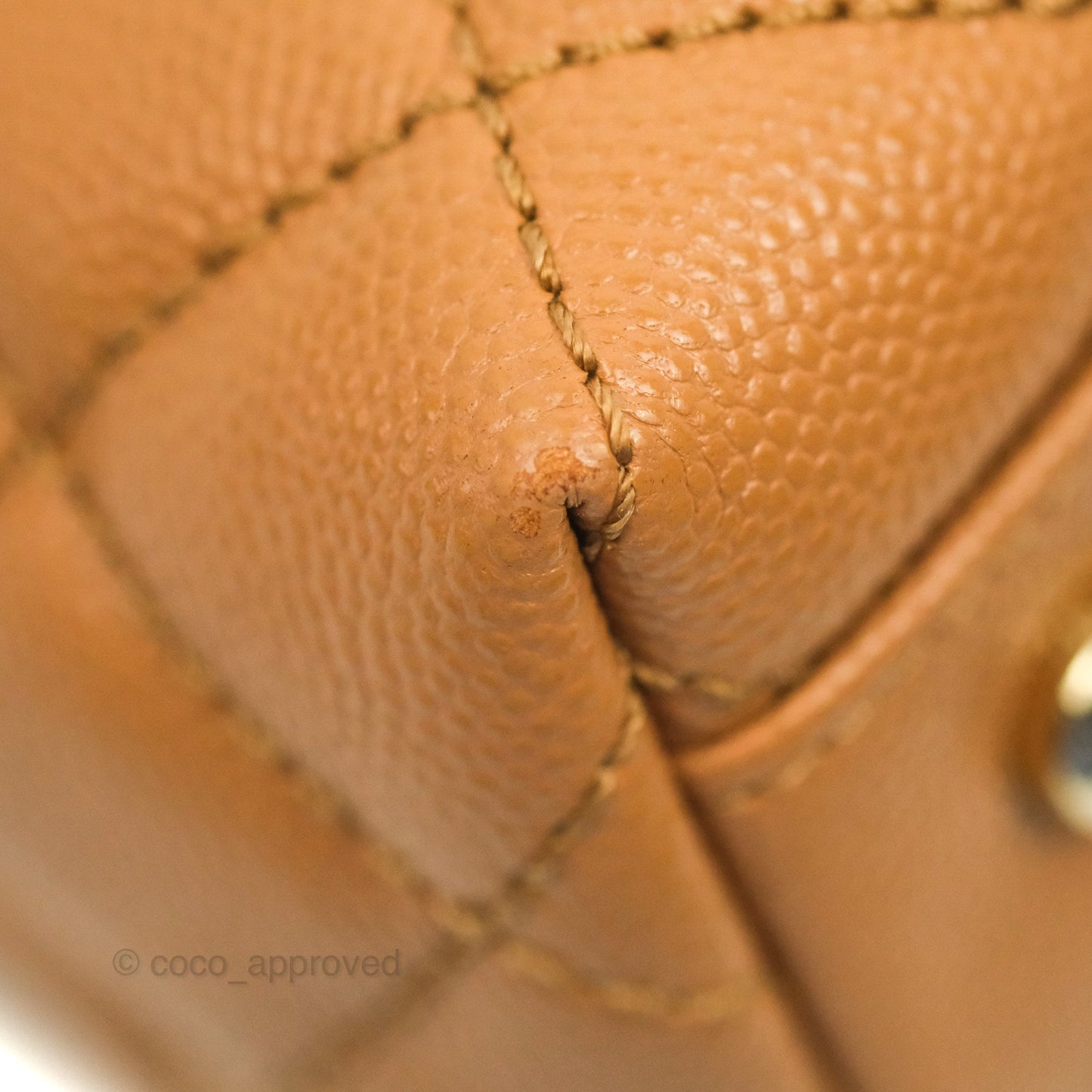 Chanel Mini (Small) Coco Handle Quilted Dark Beige Caramel Caviar Gold Hardware Lizard Embossed Handle 21P