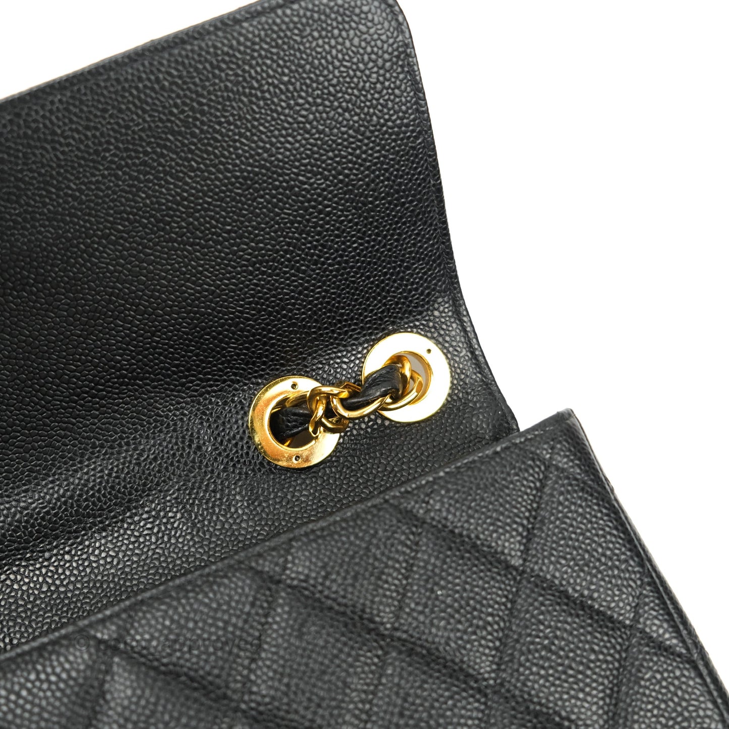 Chanel Classic Vintage Jumbo Single Flap Black Caviar 24K Gold Hardware