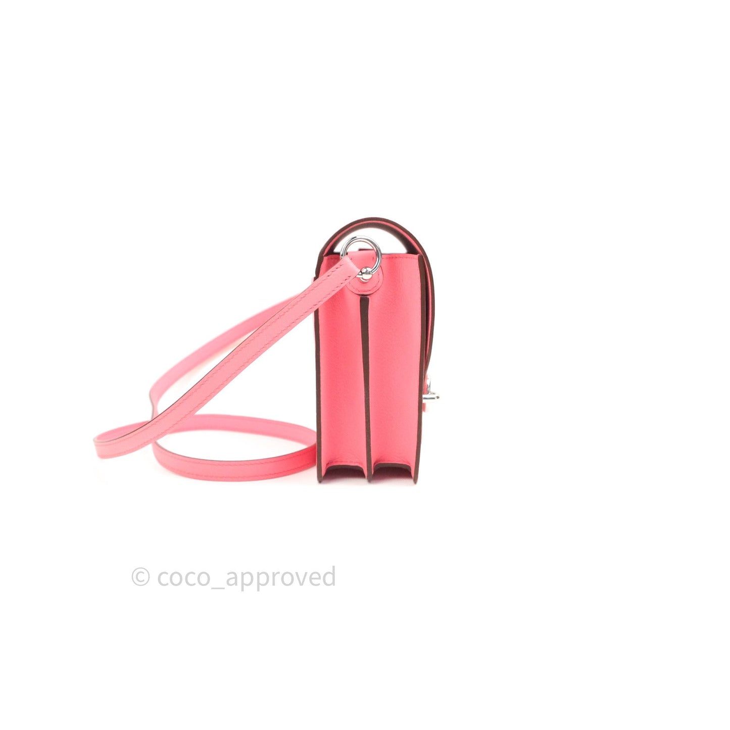 Hermès Roulis Mini 18 Rose Azalee Evercolor Palladium Hardware