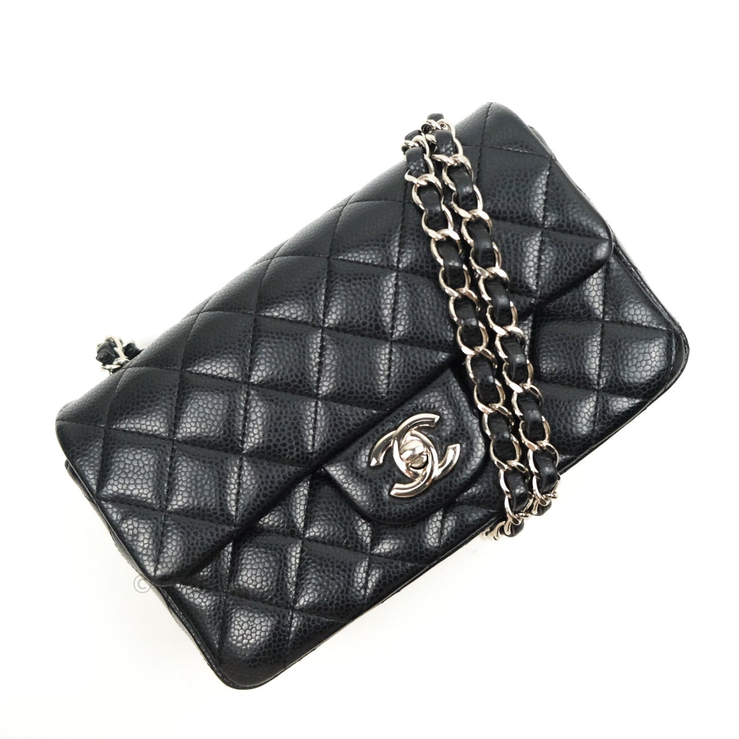 Chanel Quilted Mini Rectangular Black Caviar Silver Hardware