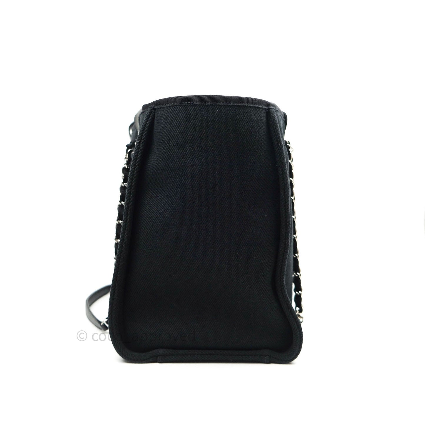 Chanel Large Deauville Black Canvas Imitation Pearl 20S
