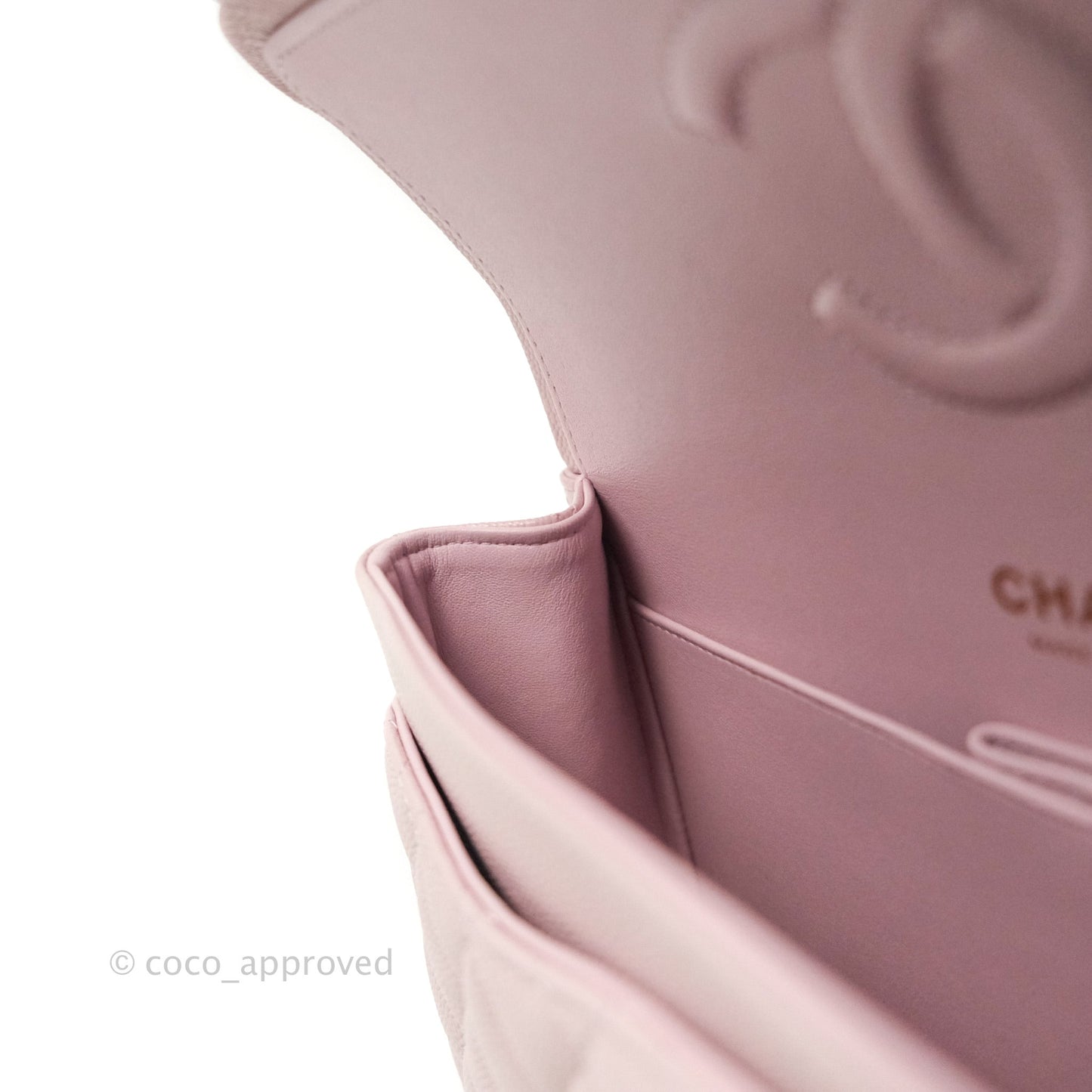 Chanel M/L Medium Double Flap Bag Lilac Rose Clair Caviar Gold Hardware