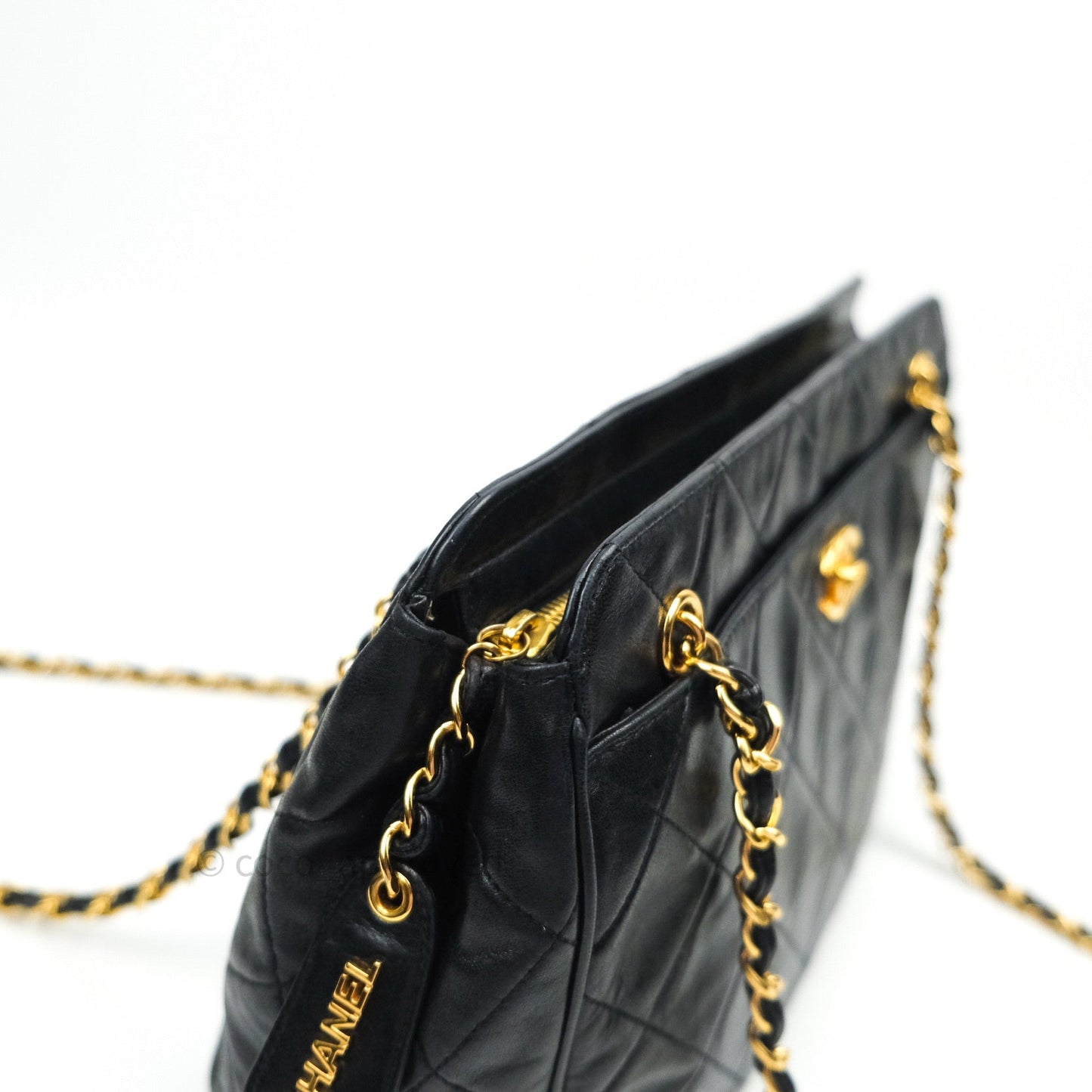Chanel Black Quilted Lambskin Vintage Classic Camera Bag 24K Gold Hardware