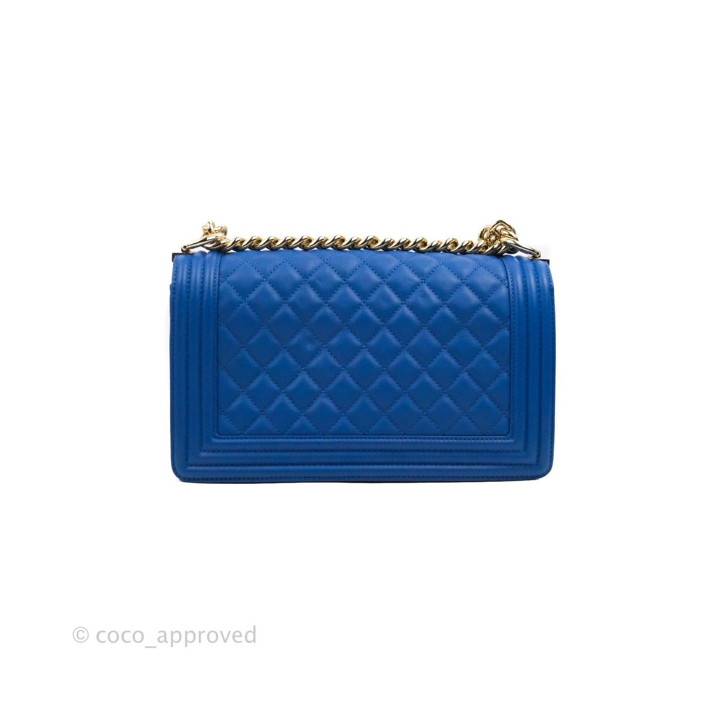 Chanel Quilted Medium Boy Blue Calfskin Gold Hardware