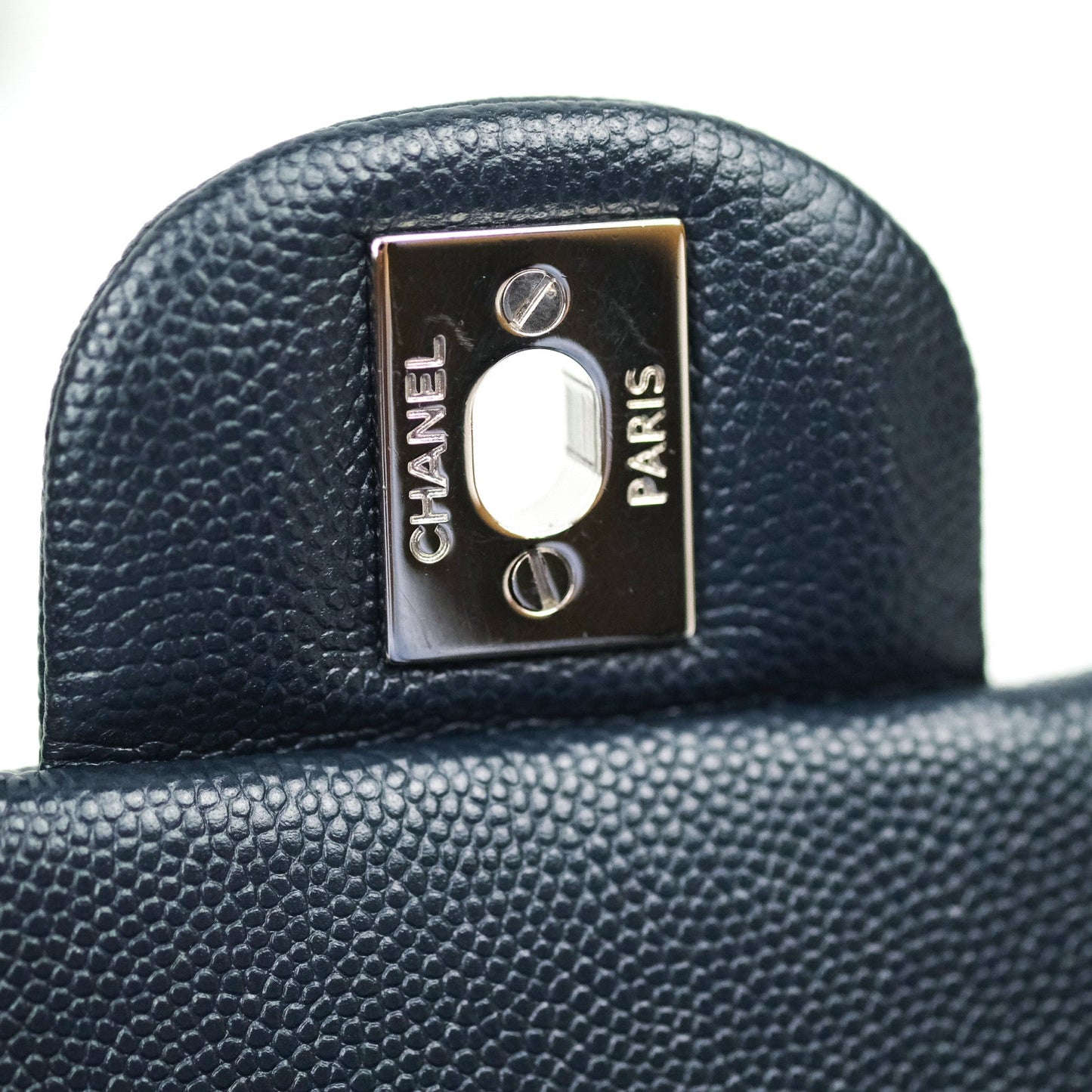 Chanel Quilted Mini Rectangular Navy Caviar Silver Hardware