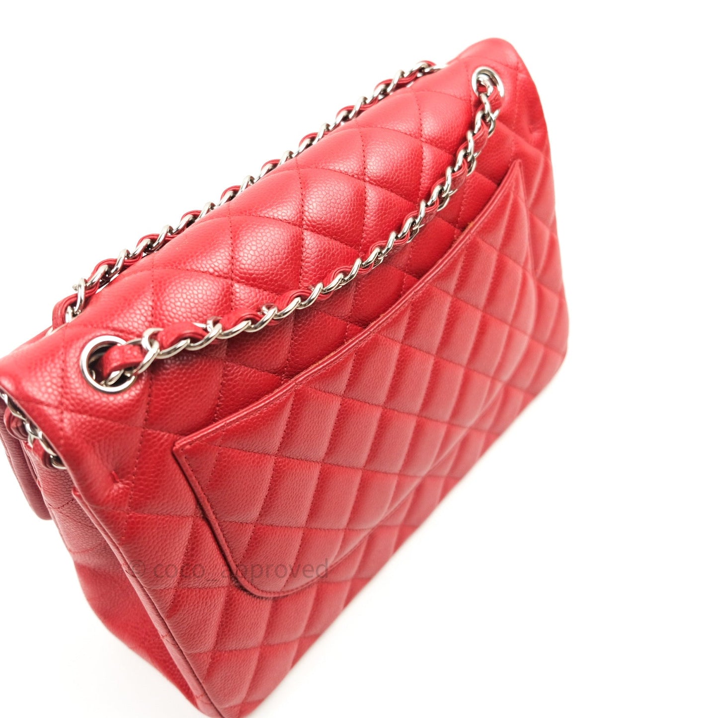 Chanel Jumbo Double Flap Red Caviar Silver Hardware⁣⁣