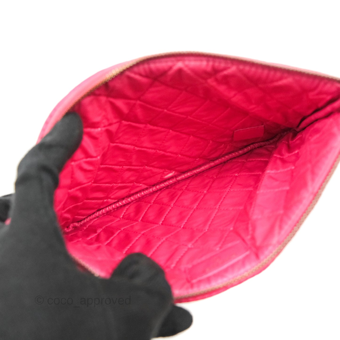 Chanel Quilted O Case Dark Pink Lambskin Gun Metal