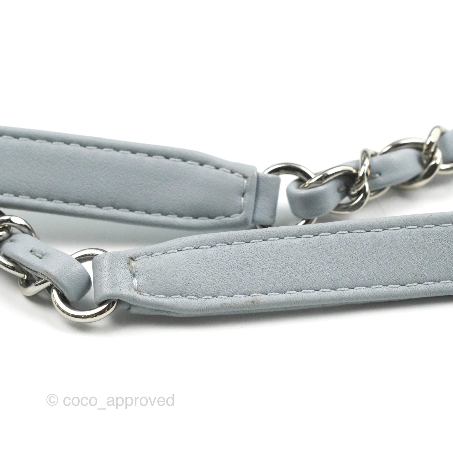 Chanel New Small Deauville Tote Light Blue Silver Hardware