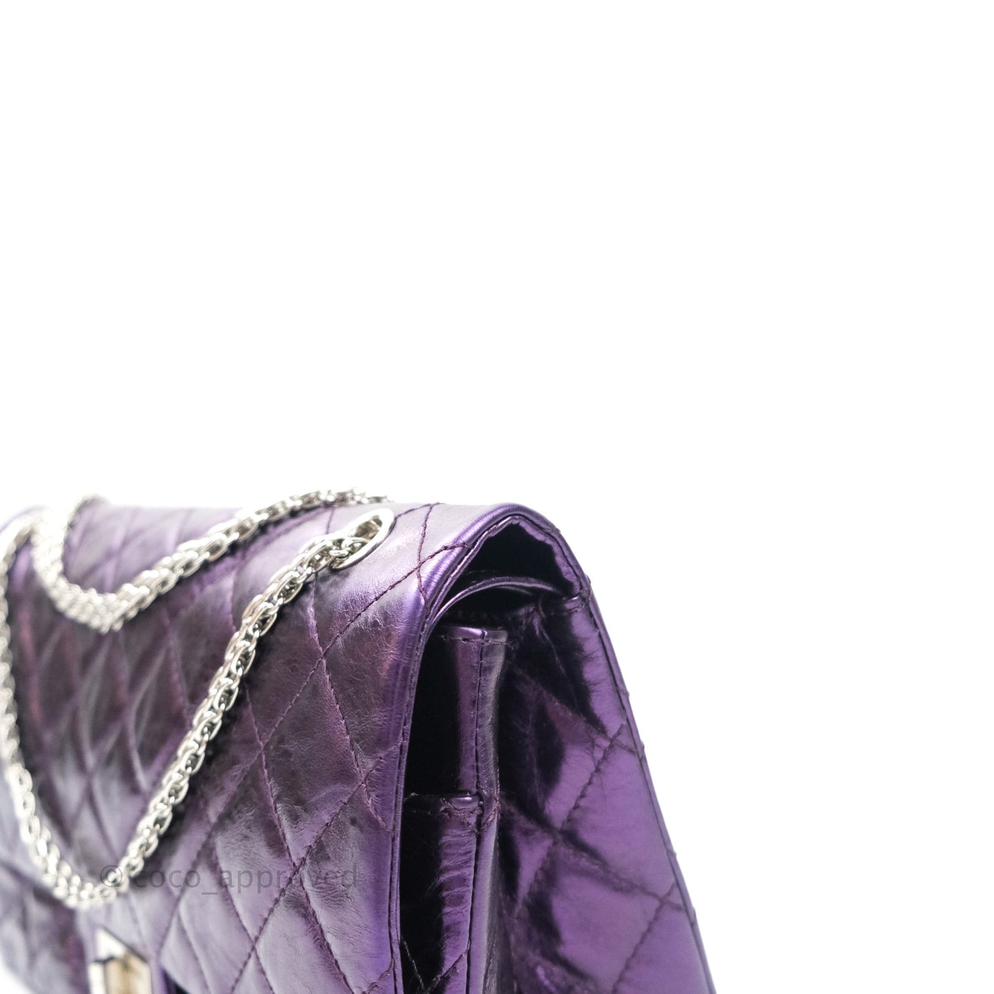 Chanel Reissue Quilted Glazed Calfskin Metallic Purple Silver Hardware 227