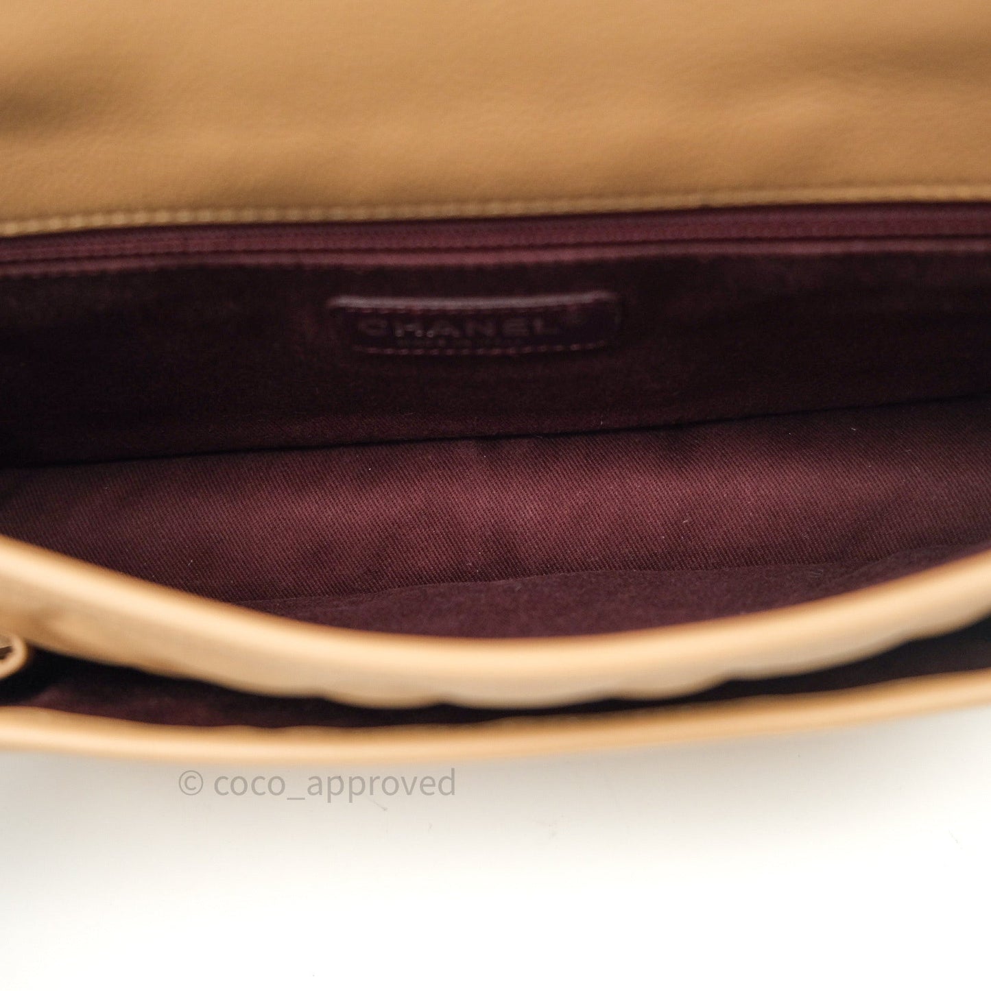Chanel French Riviera Medium Flap Dark Beige Grained Calfskin Ruthenium Hardware