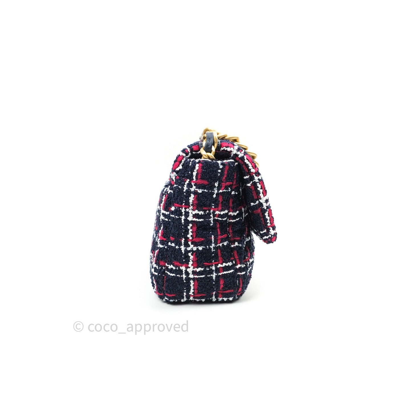 Chanel 19 Small Tweed Red Navy Mixed Hardware