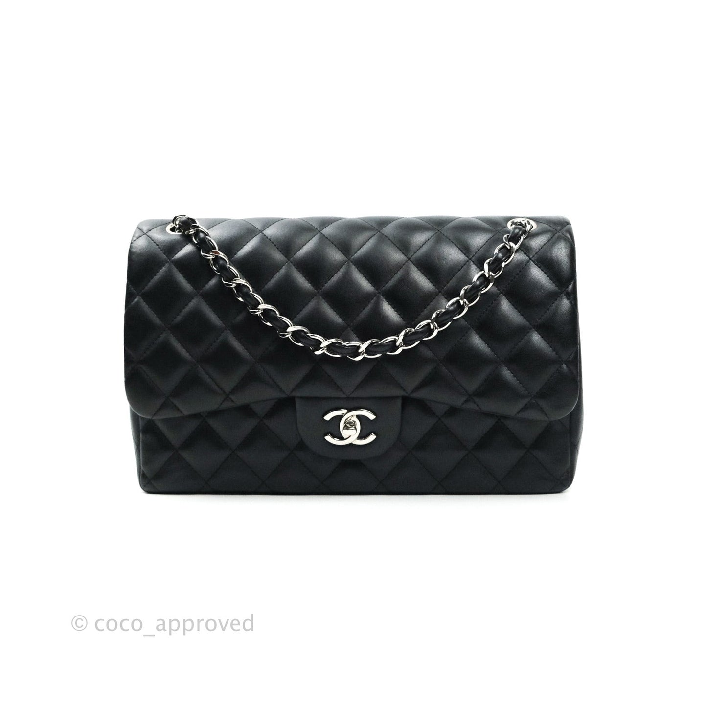 Chanel Jumbo Double Flap Black Lambskin Silver Hardware⁣⁣