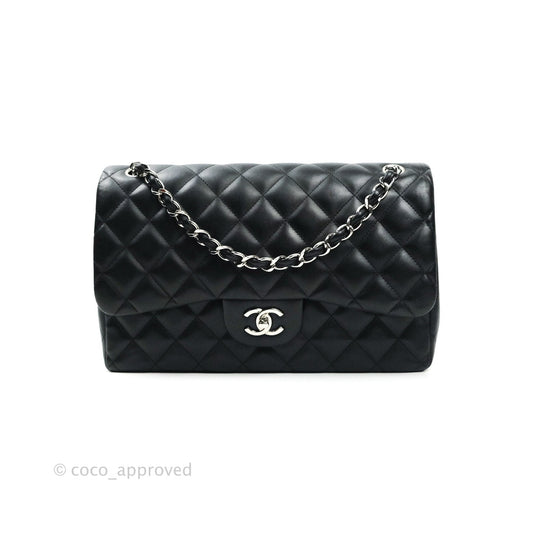 Chanel Jumbo Double Flap Black Lambskin Silver Hardware⁣⁣