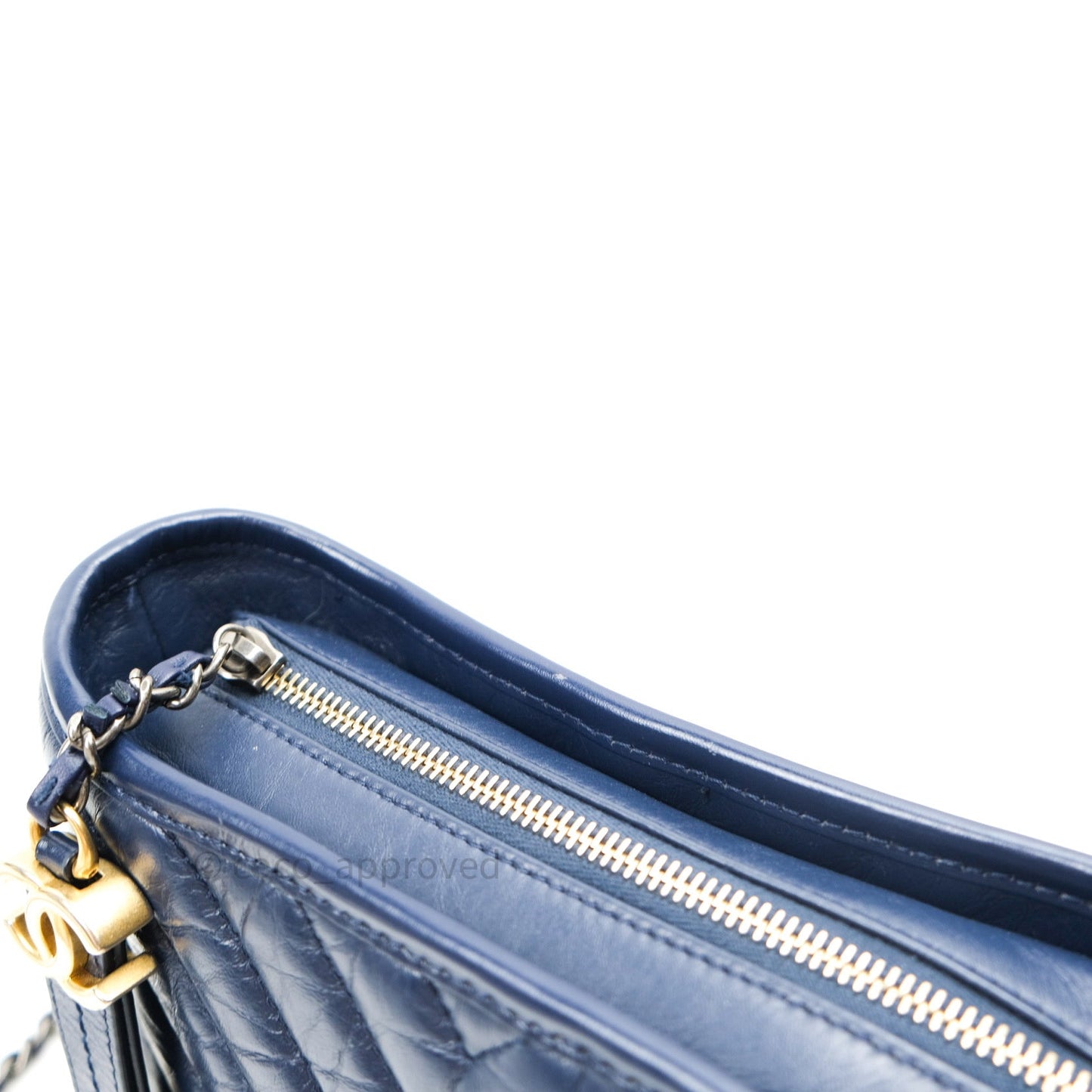 Chanel Chevron Small Gabrielle Hobo Navy Aged Calfskin Mixed Hardware