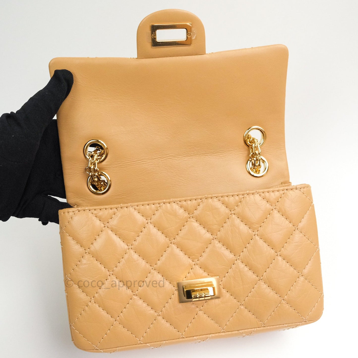 Chanel Mini Reissue 224 Beige Aged Calfskin Gold Hardware