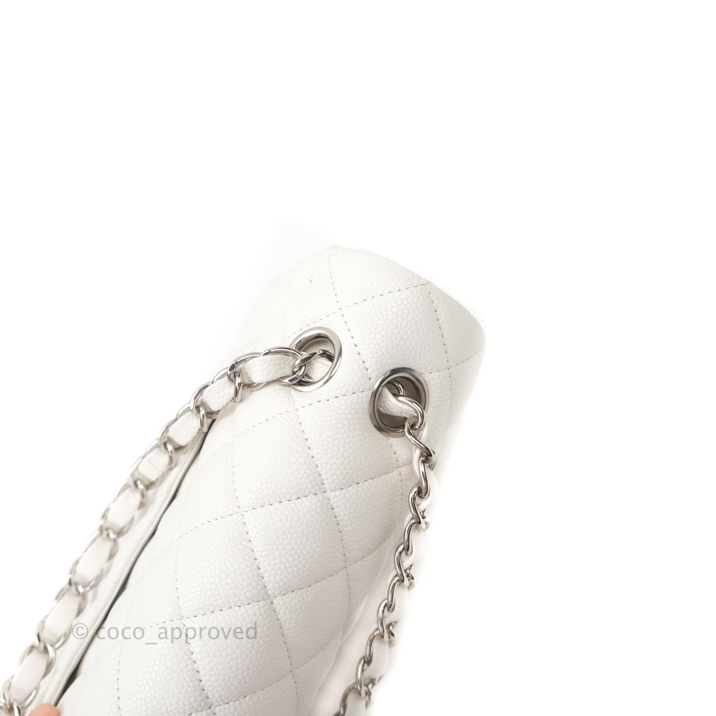 Chanel Classic Small S/M Flap White Caviar Silver Hardware