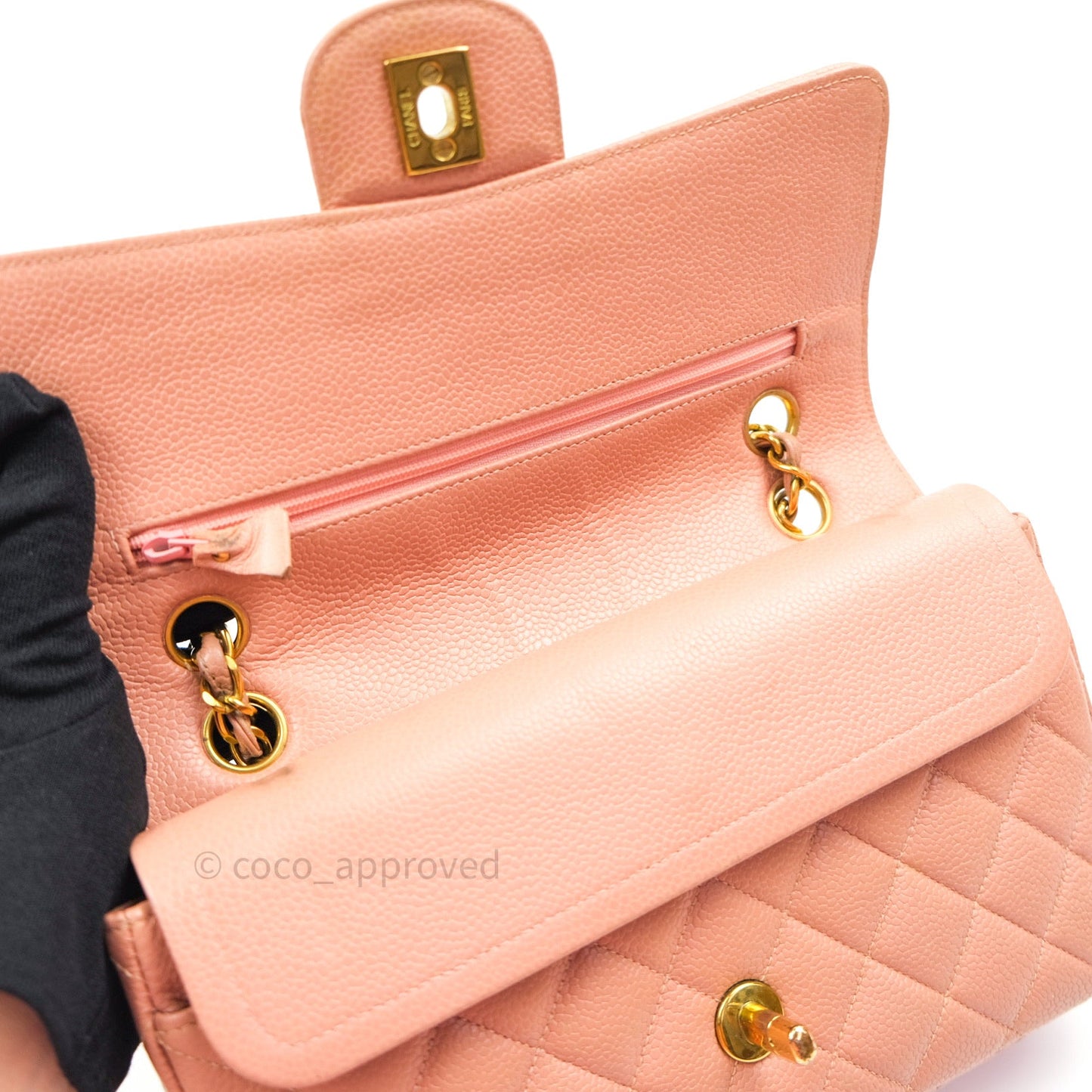 Chanel Vintage Classic Double Flap S/M Small Peach Beige 24K Gold Hardware
