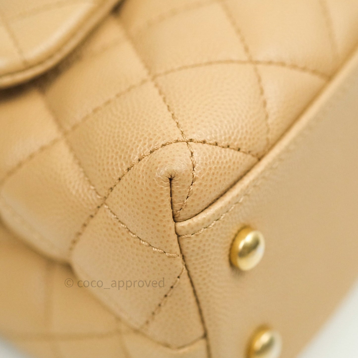Chanel Mini Coco Handle Quilted Beige Caviar Gold Hardware Lizard Embossed Handle