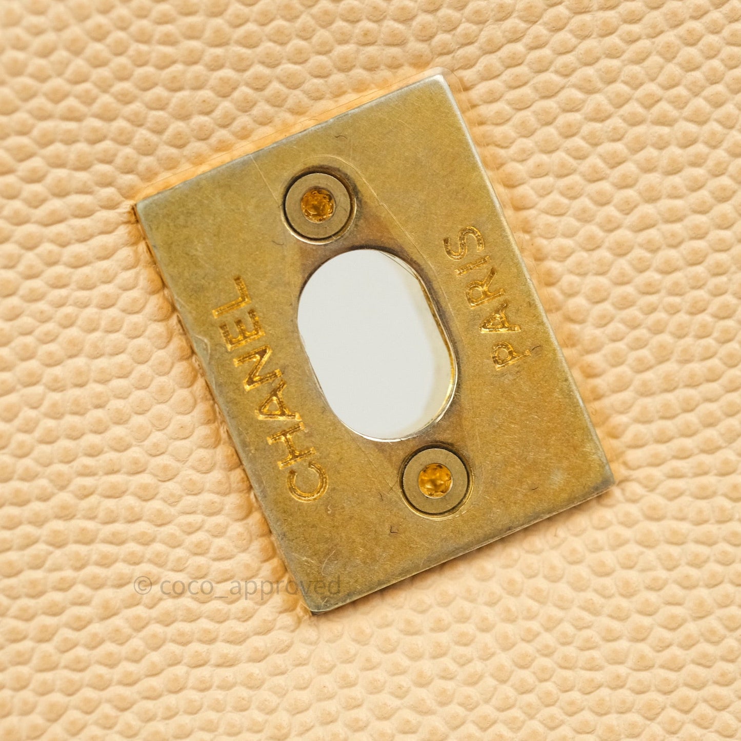 Chanel Small Coco Handle Quilted Beige Caviar Gold Hardware