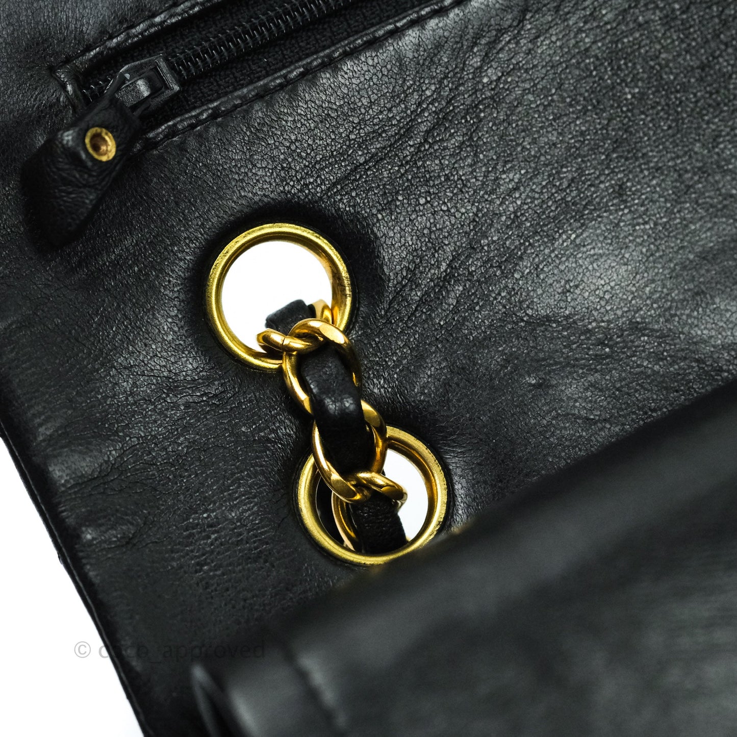 Chanel Vintage M/L Medium Double Flap Bag Black Lambskin 24K Gold Hardware