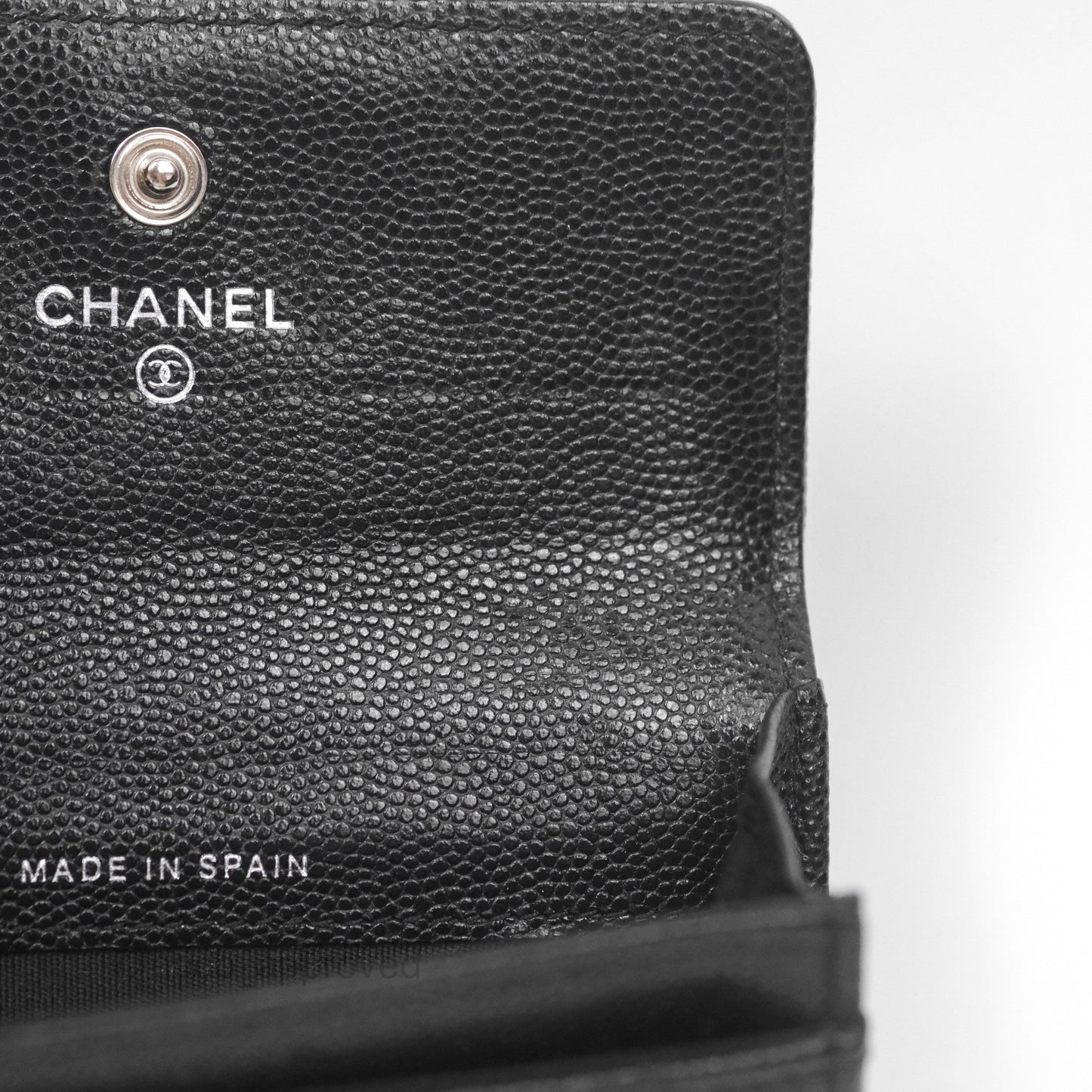 Chanel Quilted Boy Flap Card Holder Black Caviar Ruthenium Hardware