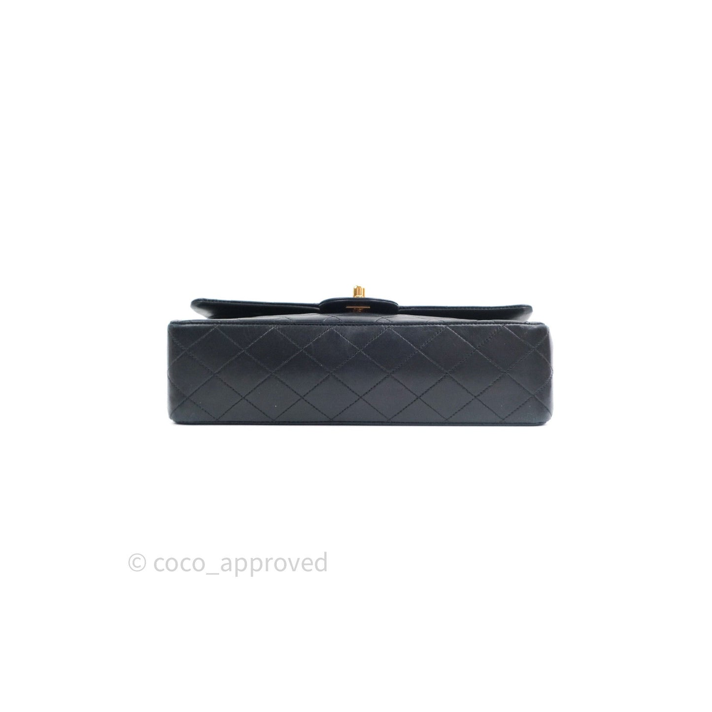 Chanel Classic Vintage M/L Medium Double Flap Bag Black Lambskin 24K Gold Hardware