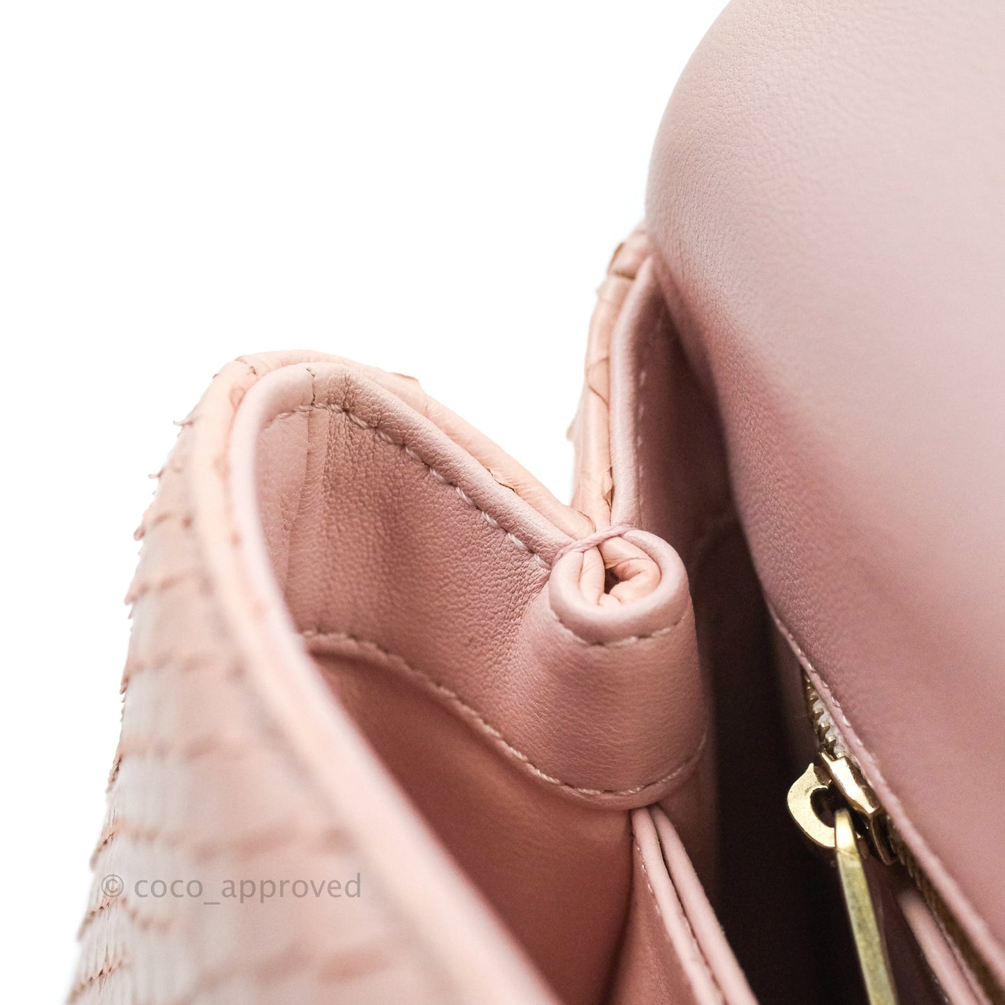 Chanel Quilted Mini Coco Handle Baby Pink Python Gold Hardware